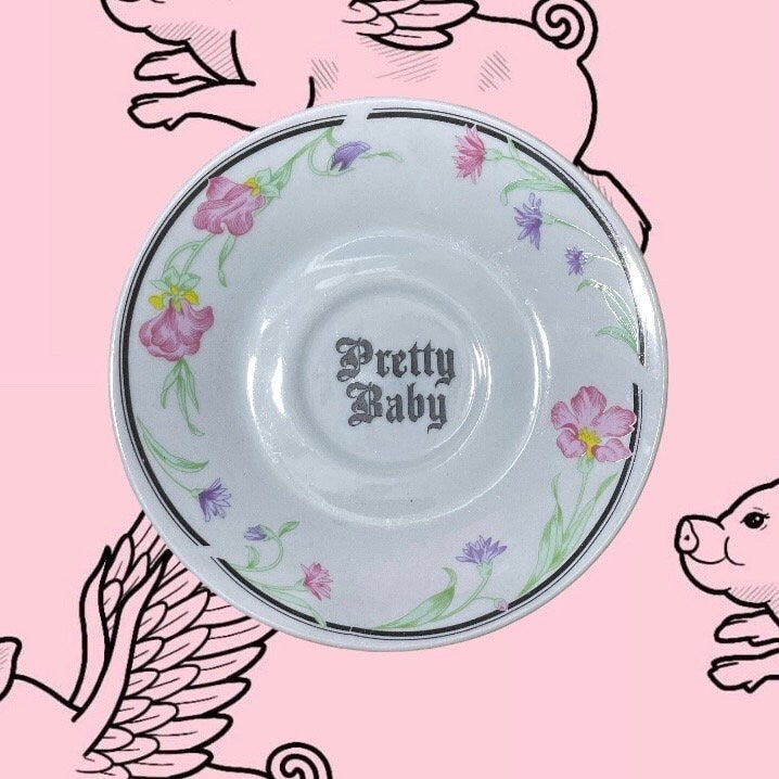 Pretty Baby Vintage Wall Display Plate, Upcycled China, Unique Housewarming Gift, Gallery Wall, Maximalist Home Decor